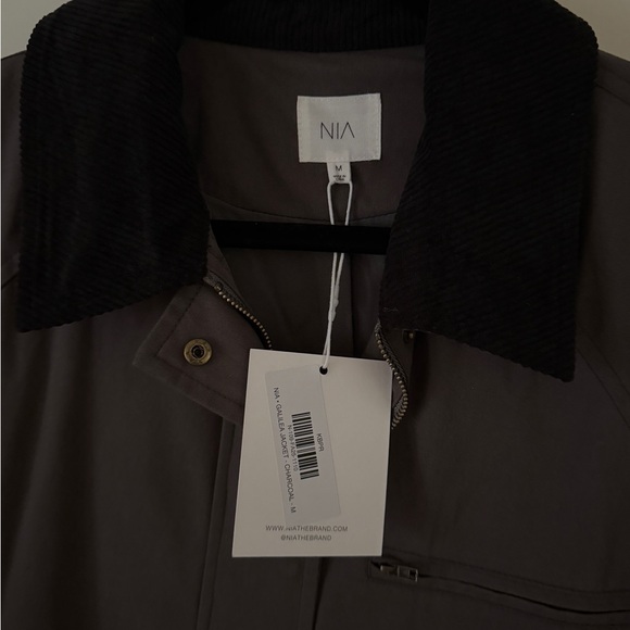 NIA Galilea Jacket in Charcoal with Black Collar - Picture 2 of 5
